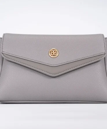 Small Leather Crossbody Bag - Gray